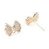 Brass Micro Pave Clear Cubic Zirconia Stud Earring Findings X-KK-D063-16G-2