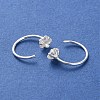 999 Sterling Silver Micro Pave Clear Cubic Zirconia Pull Through Earrings EJEW-P296-28C-S-2