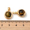 Natural Tiger Eye Brass Flat Round Charms KK-M270-39G-01-3