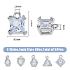 SUPERFINDINGS 30Pcs 5 Styles Alloy Cubic Zirconia Pendants ZIRC-FH0001-48-2