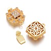 Square Brass Micro Pave Cubic Zirconia Box Clasps KK-M193-03G-NR-2