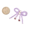 Glass Seed Beaded Bowknot with Heart Pendants PALLOY-MZ01162-03-2