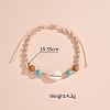 Adjustable Natural Cowrie Shell & Round Wood & Synthetic Turquoise Beaded Cotton Cord Braided Anklets for Women FS-WG3A61A-01-3