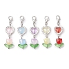 Heart Tulip Glass Beads Pendant Decorations HJEW-JM02952-2