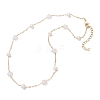 Natural Rose Quartz Star & Natural Freshwater Pearl & Brass Link Chain Necklaces NJEW-JN05687-01-4