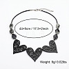 Boho Hollow Black Wood Heart and Nuggets Resin Beaded Bib Necklaces WG28F53-01-3
