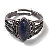 Natural Lapis Lazuli Horse Eye Adjustable Rings RJEW-K271-05R-09-3