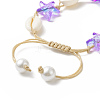 Natural Cowrie Shell & Glass Starfish Braided Bead Bracelet for Women X-BJEW-JB09943-4