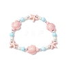 Dyed Synthetic Turquoise Beads & Natural Howlite Round Beads Stretch Bracelets for Women BJEW-JB11792-03-2