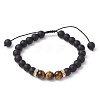 Natural Tiger Eye & Glass Braided Bead Bracelets BJEW-JB09730-01-1