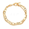 304 Stainless Steel Curb & Cable Chain Double Layer Bracelets for Women BJEW-G779-05G-4