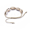 Natural Adjustable Waxed Cotton Cord Braided Bead Bracelets BJEW-JB05120-01-4