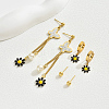 3 Pair Sweet Butterfly Daisy Tassel Stainless Steel Earring Sets TZ3748-3