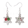 Christmas Snowflake Alloy Dangle Earrings with Glass Beads EJEW-TA00077-4