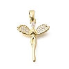Brass Clear Cubic Zirconia Pendants KK-B187-20G-1