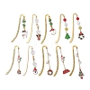 10Pcs 10 Styles Christmas Theme Alloy Enamel Pendant Bookmarks AJEW-JK00339-1