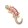 Lizard Alloy Crystal AB Rhinestone Brooches with Resin JEWB-I034-26G-02-1