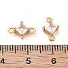 Brass Clear Cubic Zirconia Connector Charms KK-G516-09G-3