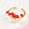 Brass Micro Pave Cubic Zirconia Cuff Rings for Women RJEW-F182-07G-2