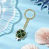 Handmade Glass Seed Beads & Green Aventurine Turtle Pendant Keychain KEYC-MZ00024-03-2