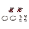 3 Pairs 3 Styles Christmas 304 Stainless Steel Hoop & Stud Earring Sets for Women EJEW-K279-16P-01-4