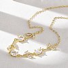 Brass Pave Cubic Zirconia Rose Flower Link Cable Chain Necklaces for Women NJEW-C121-05B-01G-3