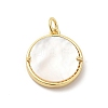 Brass Clear Cubic Zirconia with Shell Pendants KK-G450-02G-10-2