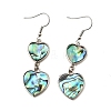 Brass Natural Abalone Shell Dangle Earrings EJEW-F388-01B-P-4