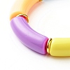 Chunky Curved Tube Acrylic Beads Stretch Bracelet for Girl Women BJEW-JB06684-02-5