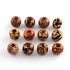 Round Printed Wood Beads X-WOOD-R243-13mm-M2-1