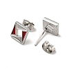 Rhombus 304 Stainless Steel Stud Enamel Earrings EJEW-A081-19P-3