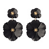 Flower Baking Paint Alloy Dangle Stud Earrings FS-WG1427E-06-1