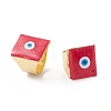 Square Enamel with Evil Eye Wide Band Finger Rings RJEW-A014-02G-05-1