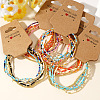 Boho Brass and Colorful Glass Seed Beaded Stretch Bracelet Set XU0240-2