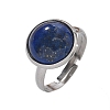 Half Round Natural Lapis Lazuli Finger Rings RJEW-M062-01P-04-2