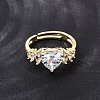 Brass Micro Pave Cubic Zirconia Cuff Open Rings CU-CBA5C10-08G-3