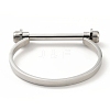 Non-Tarnish 304 Stainless Steel D Shape Bar Screw Bangle BJEW-G636-05A-P-1