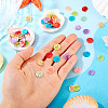 70Pcs 7 Styles Spray Painted Natural Capiz Shell Connector Charms SSHEL-TA0001-21-6