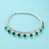 Green Cubic Zirconia Diamond Charm Bracelet with Rack Plating Brass Link Chains BJEW-Q771-03S-2