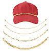 4Pcs 4 Styles Brass Paperclip & Cuban Link 7 Curb Chains AJEW-TAC00042-1