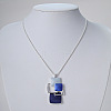 Multi Square Brass Blue Enamel Pendant Necklaces for Women FS-WG21173-01-1
