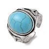 Oval Synthetic Turquoise Cuff Rings RJEW-B107-13AS-01-2