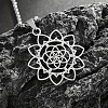 201 Stainless Steel Laser Cut Lotus Flower Pendant Necklaces FS-WG19C45-01-1