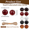 250Pcs 5 Colors Spray Painted Round Natural Schima Wood Beads WOOD-PA0001-74-2