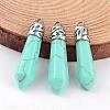 Dyed Bullet Synthetic Turquoise Pointed Pendants G-E332-C12-1