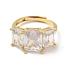 Clear Cubic Zirconia Rectangle Adjustable Ring RJEW-I087-10-3