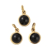 Natural Black Onyx(Dyed & Heated) Half Round Charms with Jump Ring STAS-A097-05G-10-1