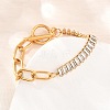 304 Stainless Steel Pave Clear Cubic Zirconia Link Bracelets BJEW-D460-10G-1