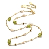 Natural Pearl & Natural Peridot Beaded Necklaces NJEW-M214-03G-1