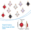 30Pcs 5 Colors Alloy Glass Charms GLAA-CA0001-22-2